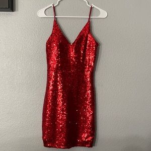 Red sequenced dress